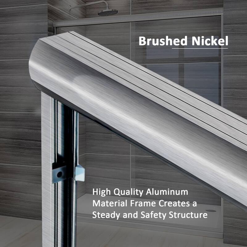 Elegant Bathtub Double Sliding Shower Doors Enclosure 60 in. W x 57.4 in. H in Brushed Nickel Finish with 1/4 in Clear Glass