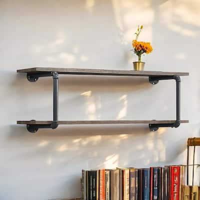 Antique Oak and Sandy Gray Finish Wall Rack