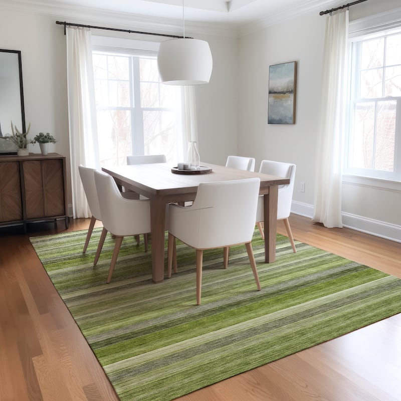 Machine Washable Indoor/ Outdoor Ombre Stripes Chantille Rug