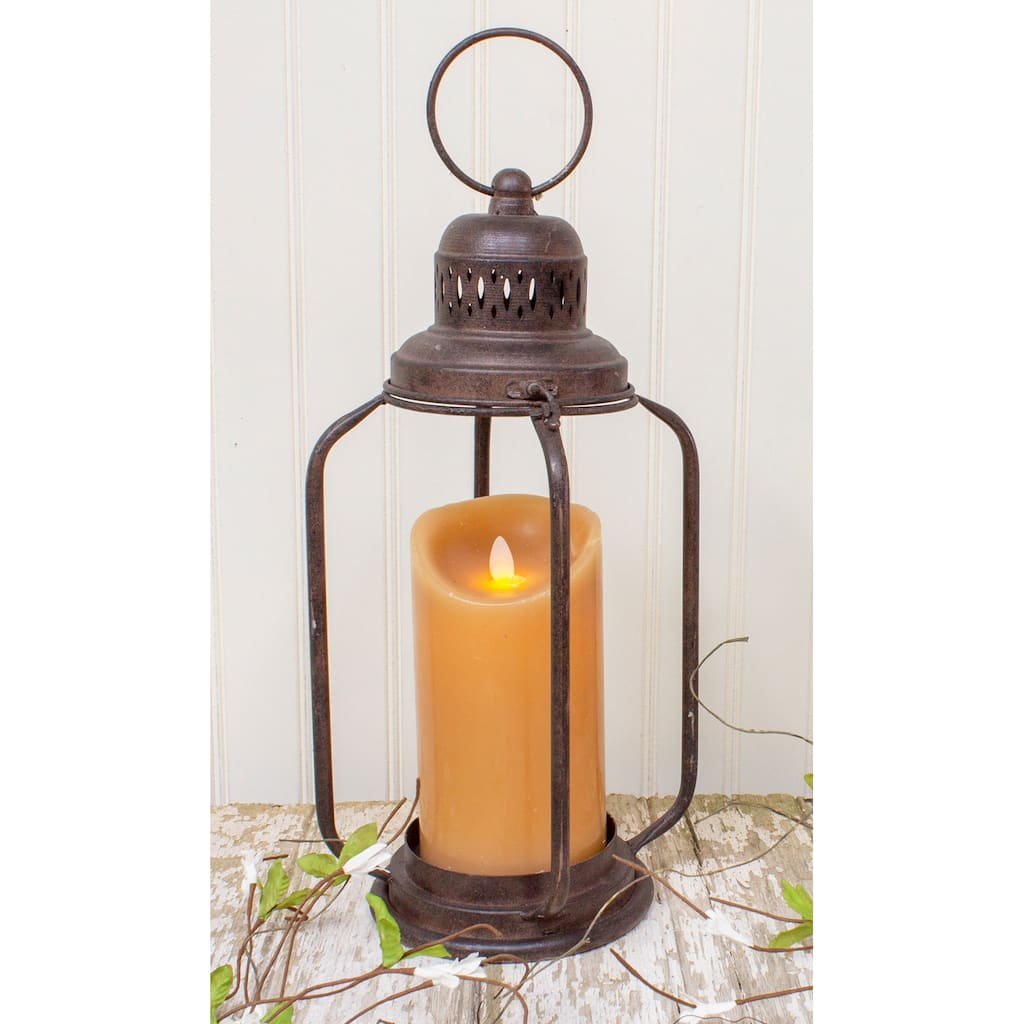 16" Rustic Brown Metal Pillar Candle Holder