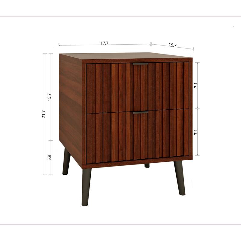 High-Quality Engineered Wooden Nightstand With 2 Drawers