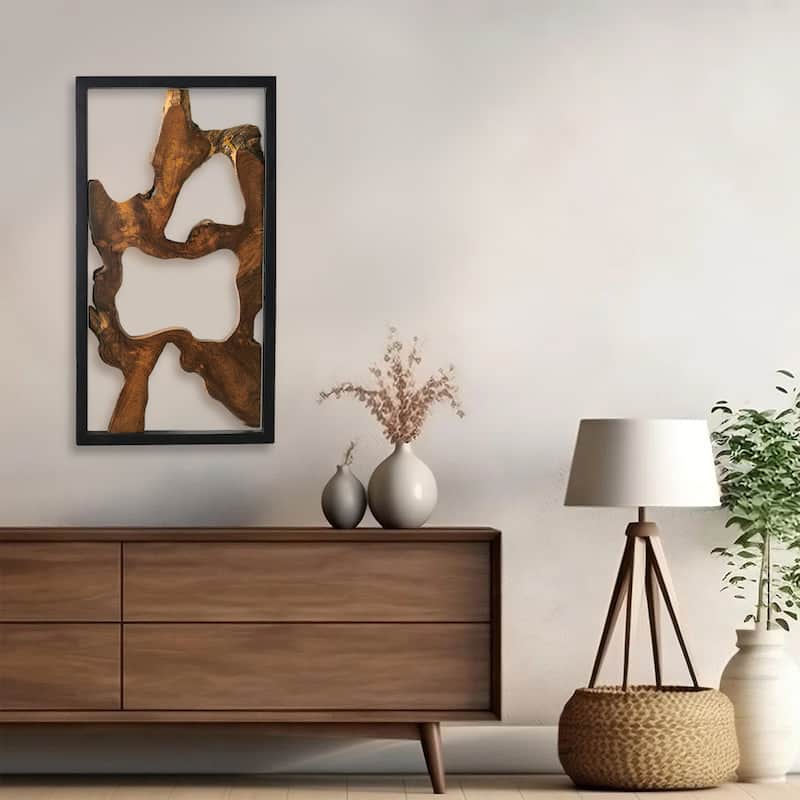 Greenage Teak Wall Decor Natural Live Edge Hanging Art Sculpture