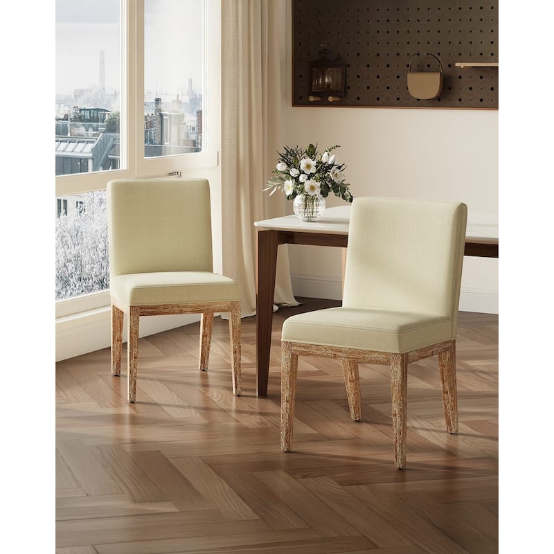 Multiple pieces of medieval-style dining chairs Wood Legs - Beige - Set of 2