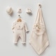 preview thumbnail 2 of 6, Newborn Knitwear Homecoming Set with Lace and Ribbon Ornaments - 5 Piece Cream
