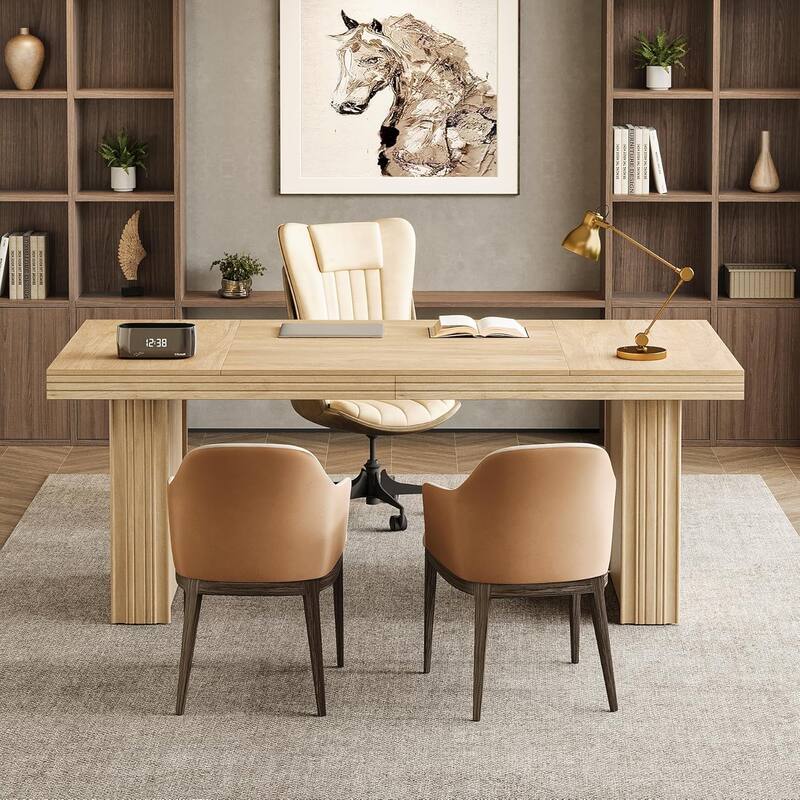 63" Modern Computer Desk, Farmhouse Executive Desk Workstation for Home Office