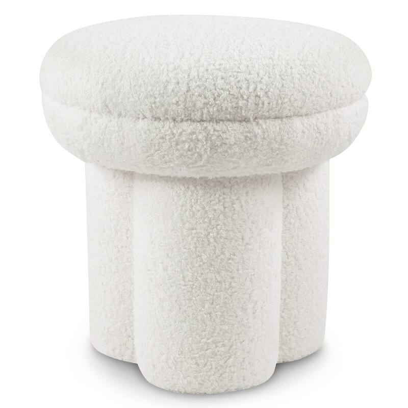 24/7 Shop At Home Modern Boucle Upholstered Ottoman with Tri-Pillar Pedestal - Beige