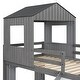 preview thumbnail 16 of 14, Playhouse Twin Over Full Wooden Bunk Bed, Farmhouse Safety Guardrail Bed with Ladder and Slide