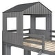 preview thumbnail 16 of 44, Playhouse-inspired Style Twin Over Full Wooden Bunk Bed,Loft Bed with Playhouse,Farmhouse, Ladder, Slide and Guardrails
