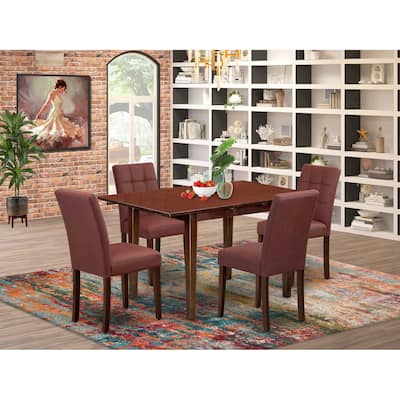 5-Piece Mahogany Finish Solid Wood Top - Rectangular Dining Room Set (Seats-4)