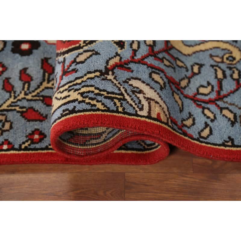 Animal Pictorial Ziegler Indian Runner Rug Handmade Blue Wool Carpet - 2'5"x 8'0"