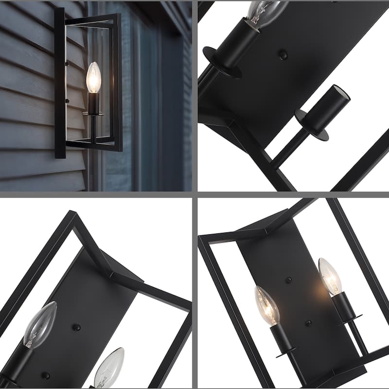 Black Metal Frame Double - Light Wall Sconce
