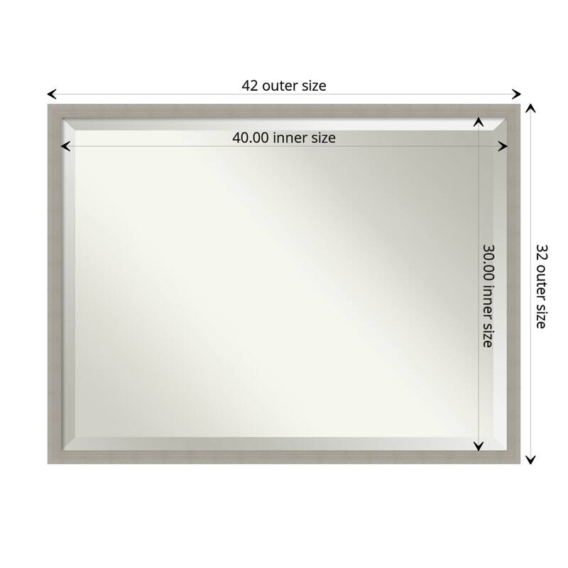 Woodgrain Stripe Beveled Wood Framed Wall Mirror - Woodgrain Stripe Grey - Glass Size 40x30