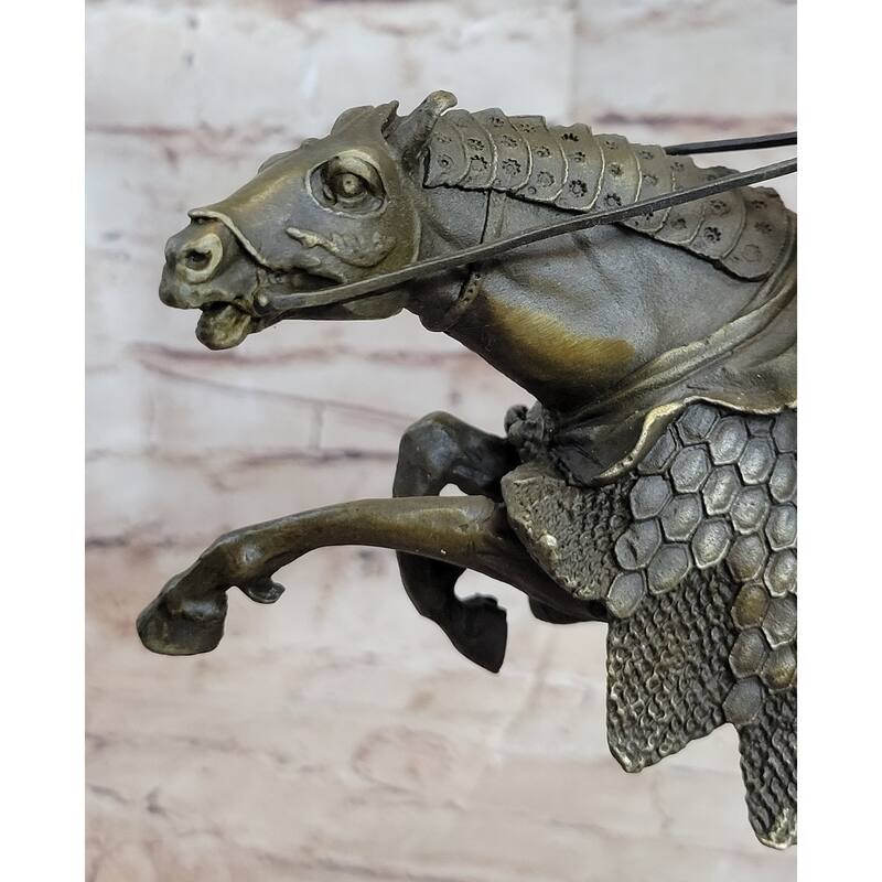 European Knight On Imitative Horseback Armored Imitative Horse Bronze Sculpture Statue Figure By Kamiko