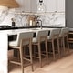 preview thumbnail 13 of 115, Gracie Modern Bar Stool, Boucle Upholstered Chair and Brushed Wooden Legs