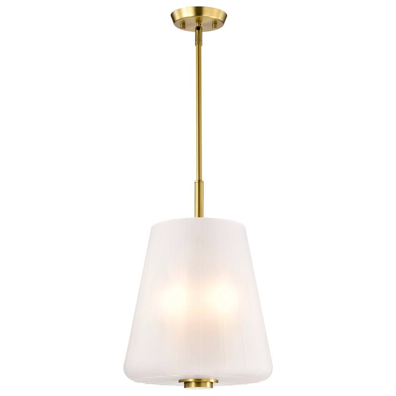 Lune 3 Light Pendant Vintage Brass Finish Etched White Glass - Vintage Brass