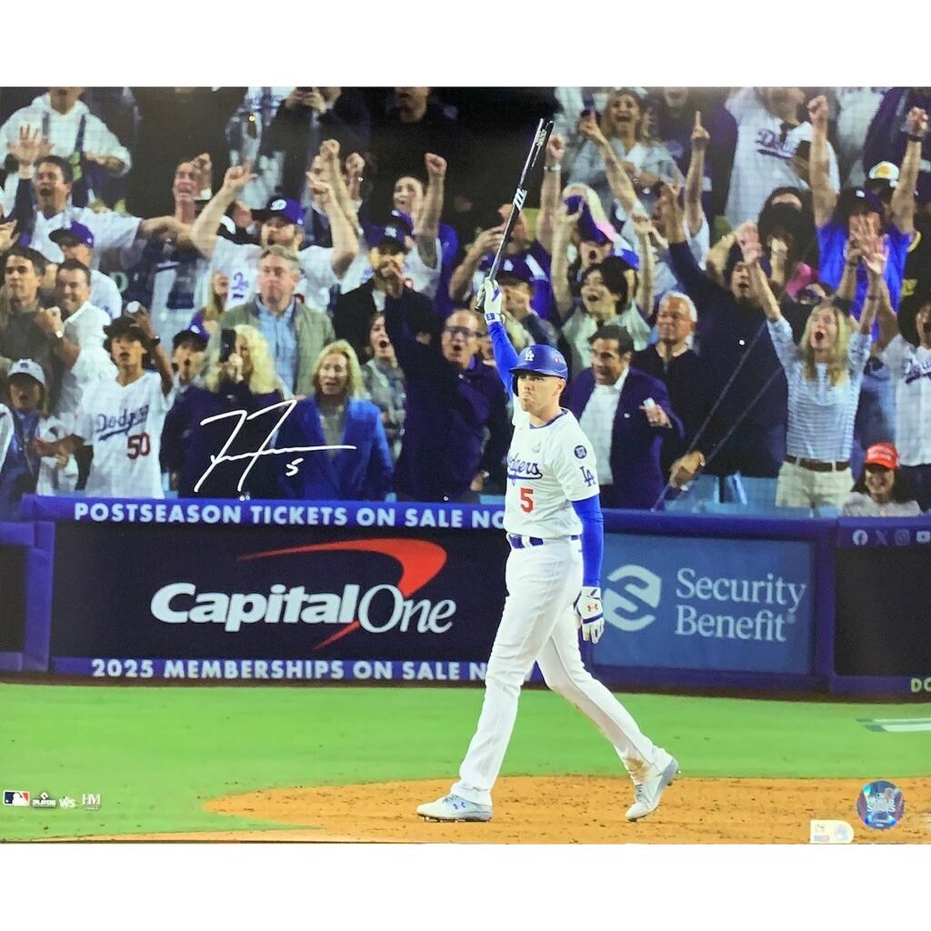 Freddie Freeman Autographed Los Angeles Dodgers 2024 World Series Grand Slam Signed Baseball 16x20 Photo MLB Hologam COA A