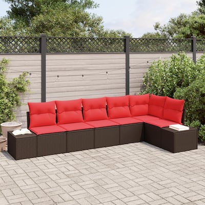 vidaXL 7 Piece Garden Sofa Set with Cushions - 125.6×60.6×27.2