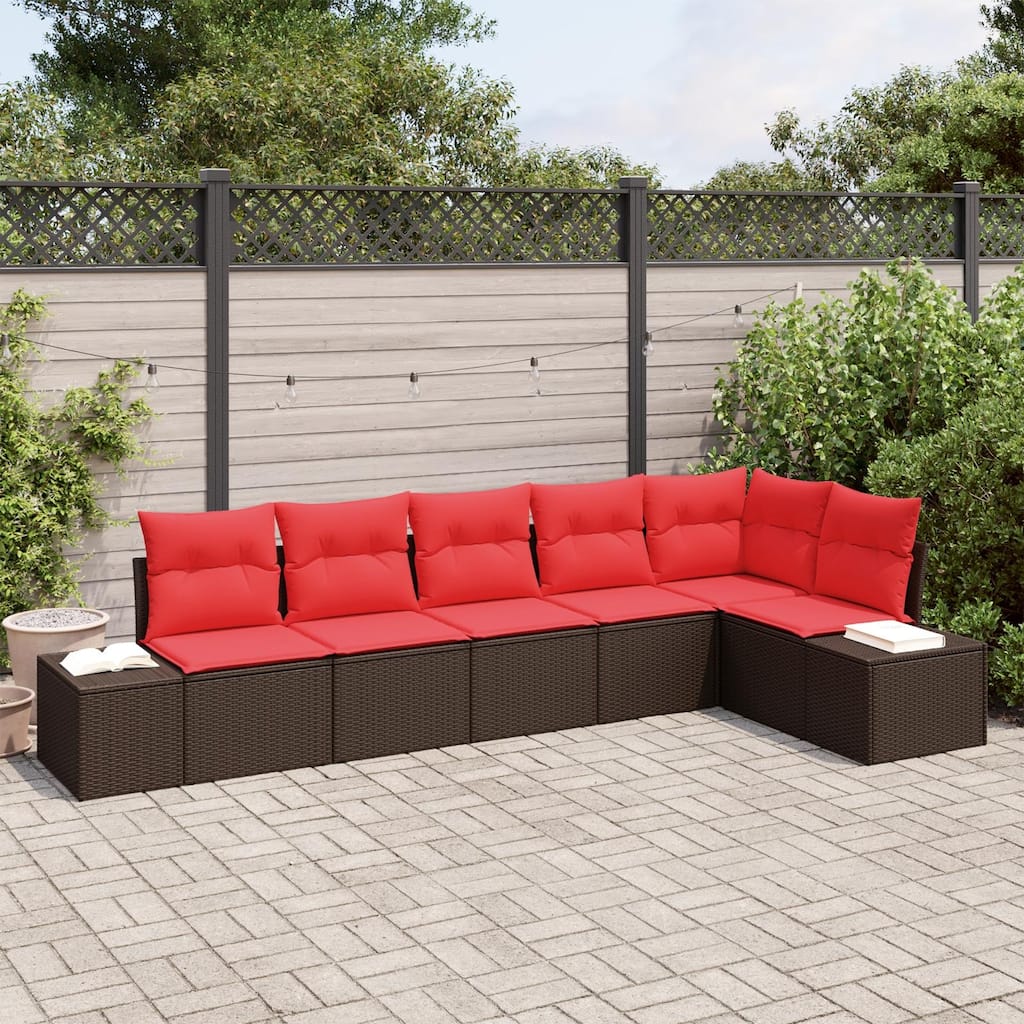 vidaXL 7 Piece Garden Sofa Set with Cushions - 125.6×60.6×27.2