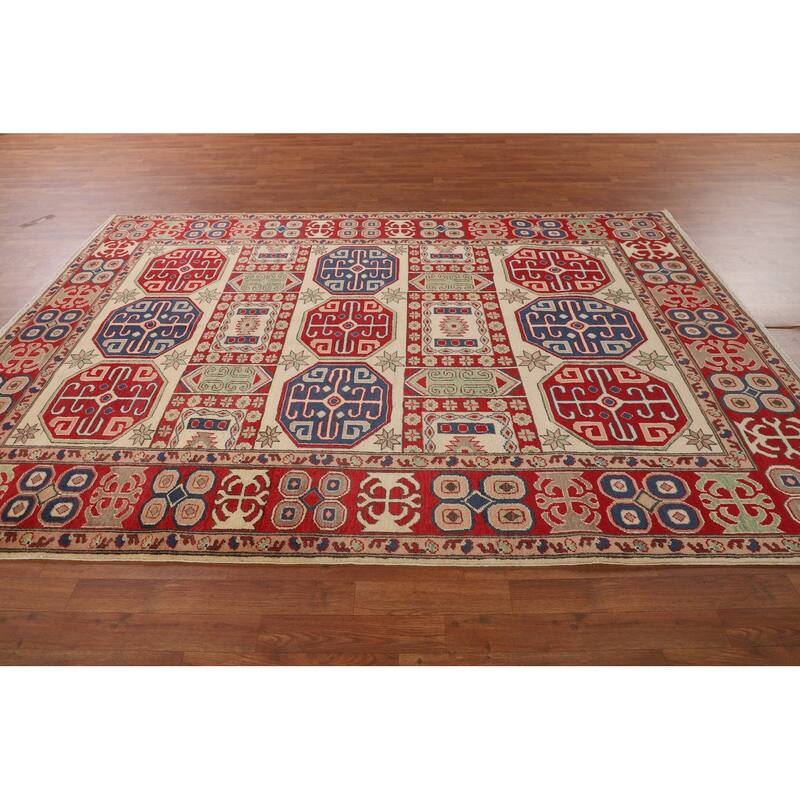 Traditional Oriental Kazak Area Rug Handmade Wool Carpet - 6'5" x 9'2"