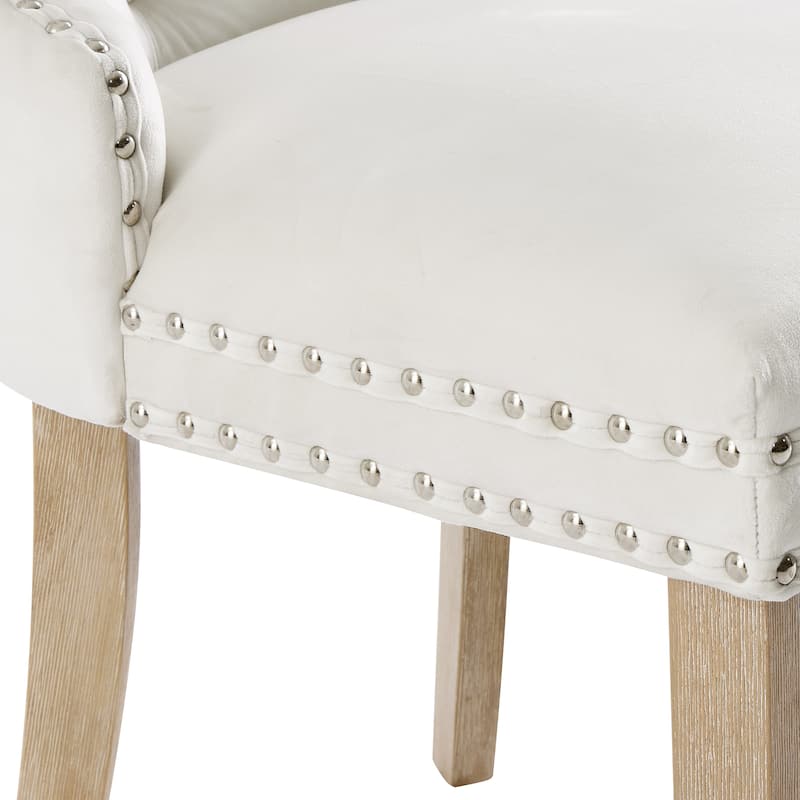 Morden Fort Tufted Dining Chair, Accent Chairs with Studded Trim and Pull Ring