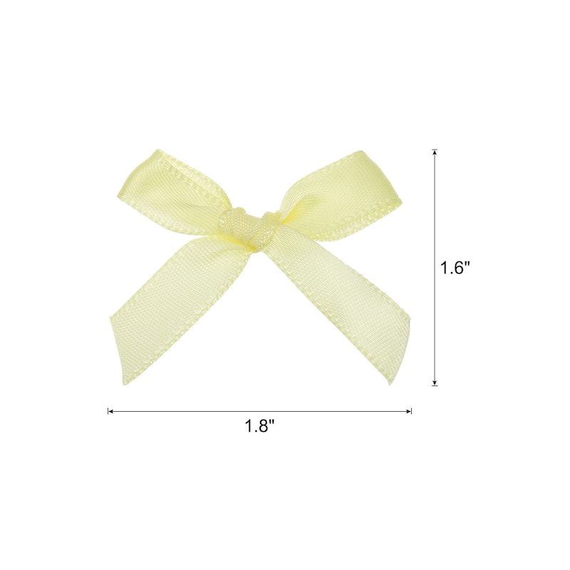 100Pcs Mini Ribbon Bow 1.8 inch Mini Fabric Satin Ribbon - Light Yellow