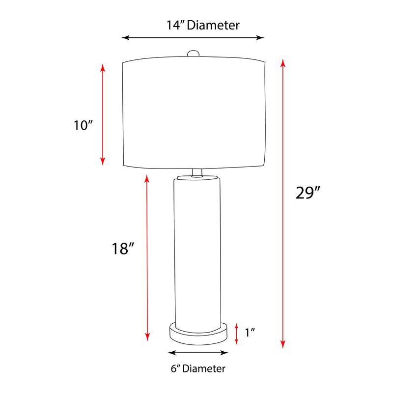 Pasargad Home Glacia Modern Textured Glass Table Lamp with Drum Shade - D14" x H29"