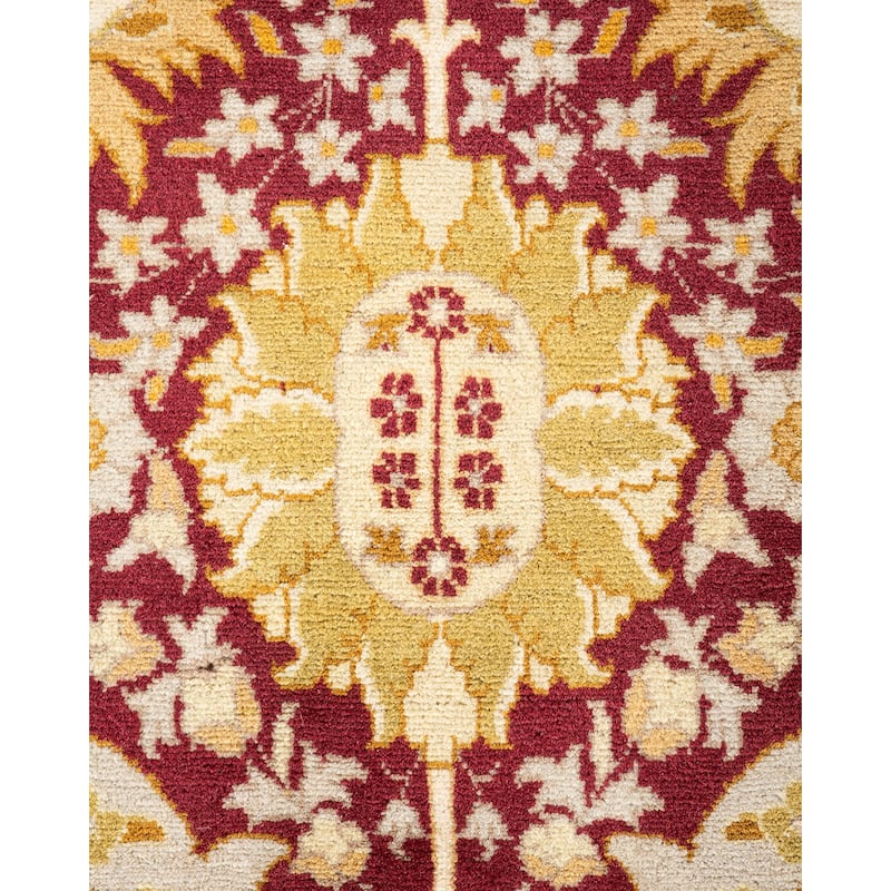 Overton Handknotted Wool Traditional Oriental Purple Area Rug - 8' x 10'