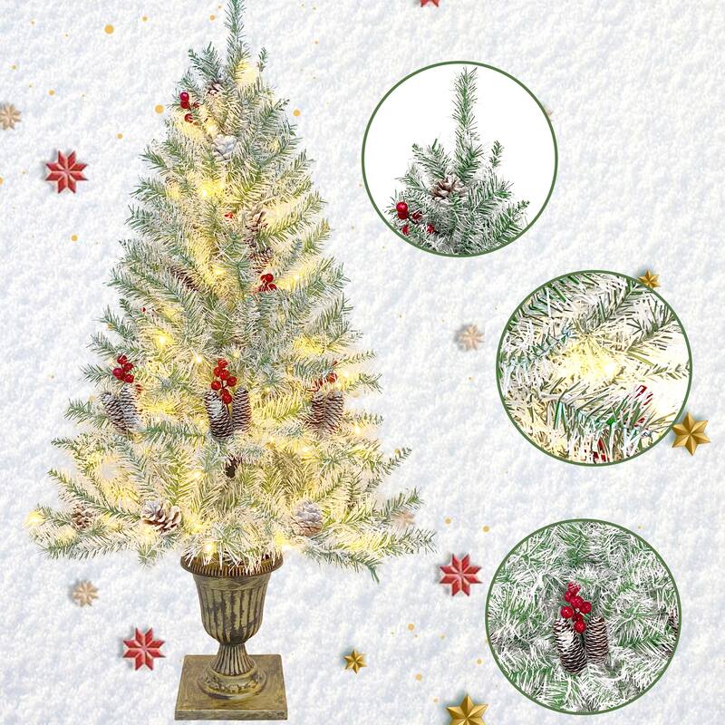 Pre-lit Xmas Tree Artificial Christmas 4-Piece Set