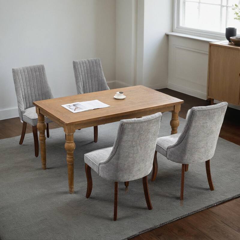 Rayon Cloth Flocking Linen Dining Chairs Channel Kitchen Dinner Chair Comfy Fabric Upholstered Accent Chair for Dining Room