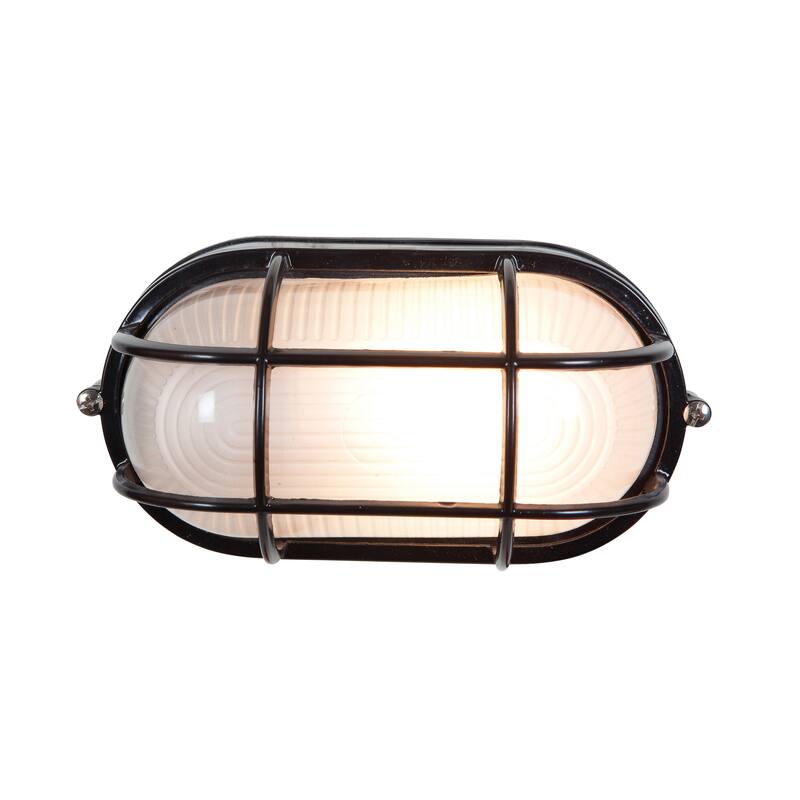 Access Lighting Nauticus Dual Mount - Wet Location Bulkhead - Black Finish - Frosted Glass Shade - Incandescent - Black