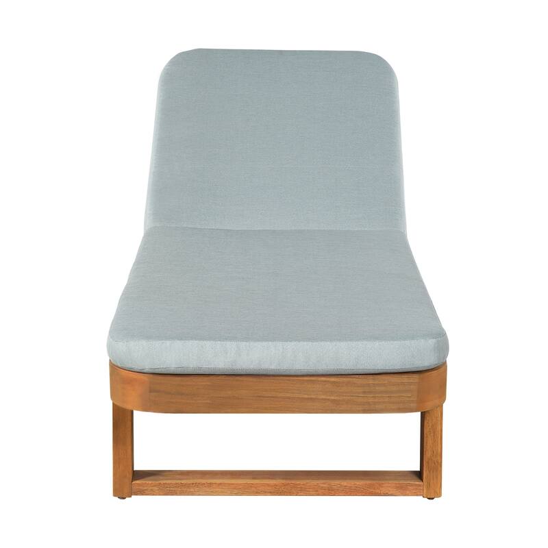 Christopher Knight Home - Milos Outdoor Acacia Wood Chaise Lounge with Adjustable Backrest & Water Resistant Cushioned Seat