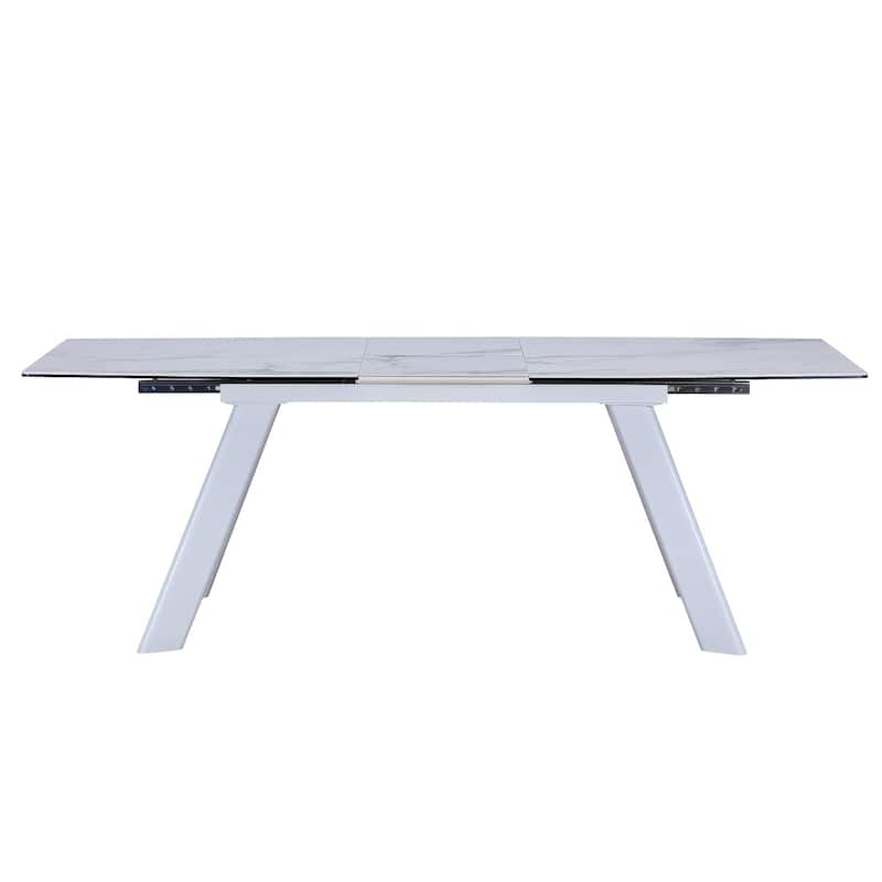 White Gloss Ceramic with tempered glass top and White legs