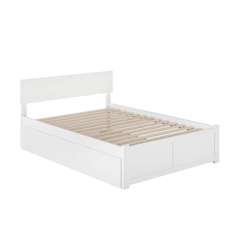 Orlando Full Platform Bed with Footboard and Full Trundle Bed