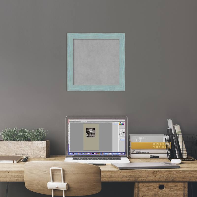 Framed Magnetic Board, Sky Blue Rustic