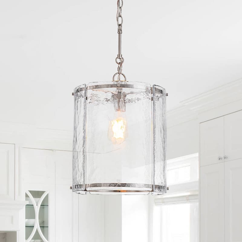 12.6''W Modern 1-Light Water Rippled Glass Pendant - 14.6in