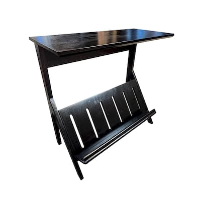 Acacia Wood K End Table with Display Rack