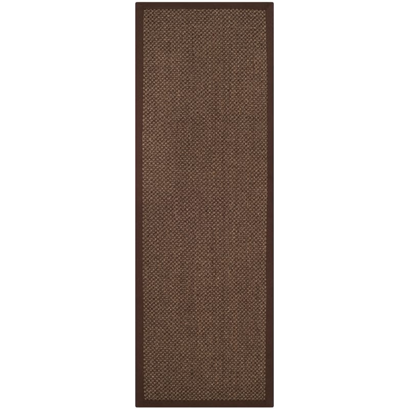 SAFAVIEH Natural Fiber Elmyra Sisal Border Rug - 2'6" x 6' Runner - Brown/Brown