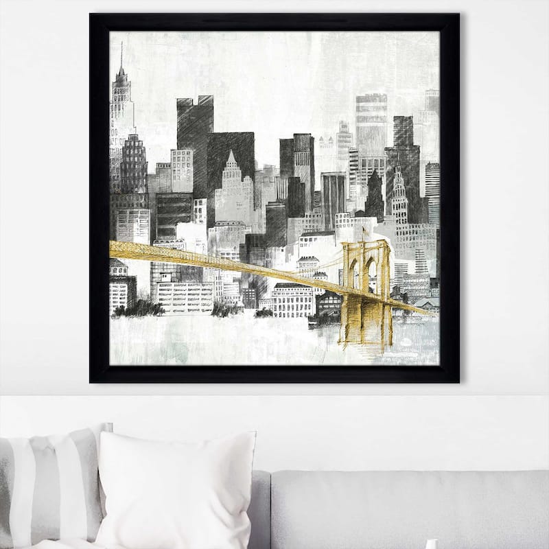 "New York Skyline I Yellow Bridge II" Print on Acrylic