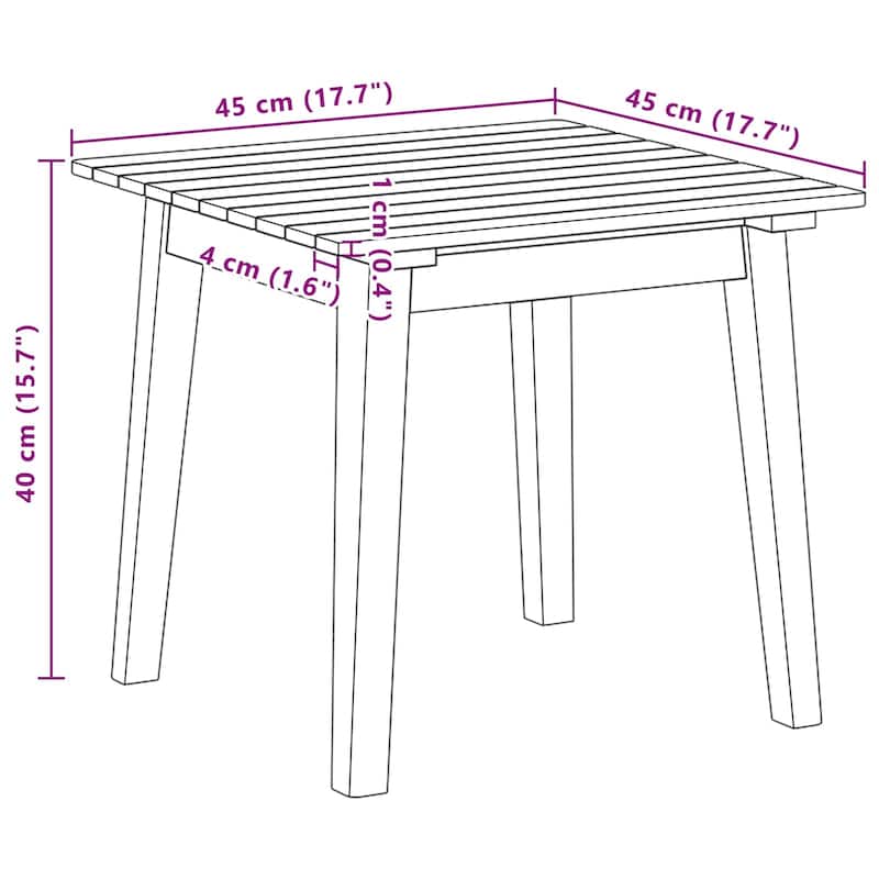 vidaXL Side Table Brown Solid Acacia Wood - 17.7 x 17.7 x 15.7