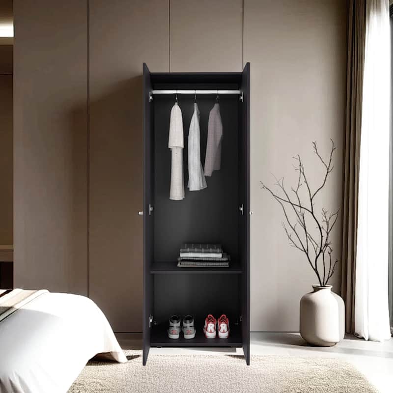 Rossetta Modern 2-Door Rectangular Shape Simple Wardrobe Cabinet - Wenge