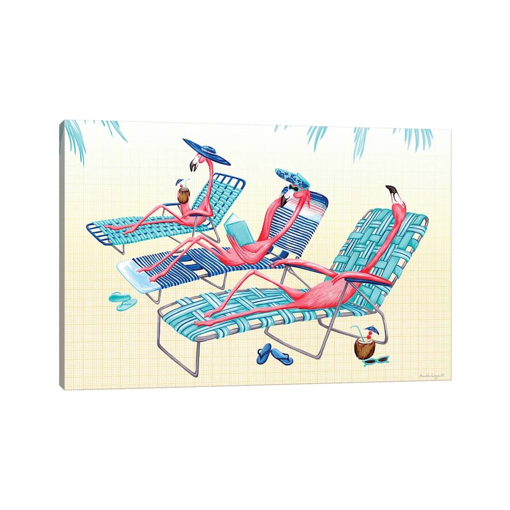 iCanvas "Flamingos Beach" by Amelie Legault Canvas Print