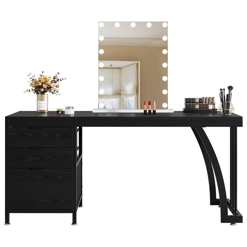 59" Large Vanity Desk with 3 Reversible Drawers, Chic Makeup Dressing Table Vanity Station for Women Girls Bedroom