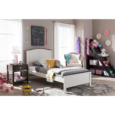 Vibes Full Size Platform Bed - Modern Bedroom Bed Frame - Butter Milk & Walnut Finish - Sturdy Low Profile Design