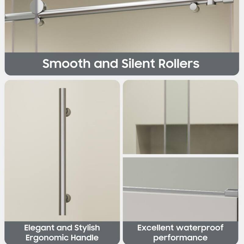 60"W x 59"H Single Sliding Glass Tub Door