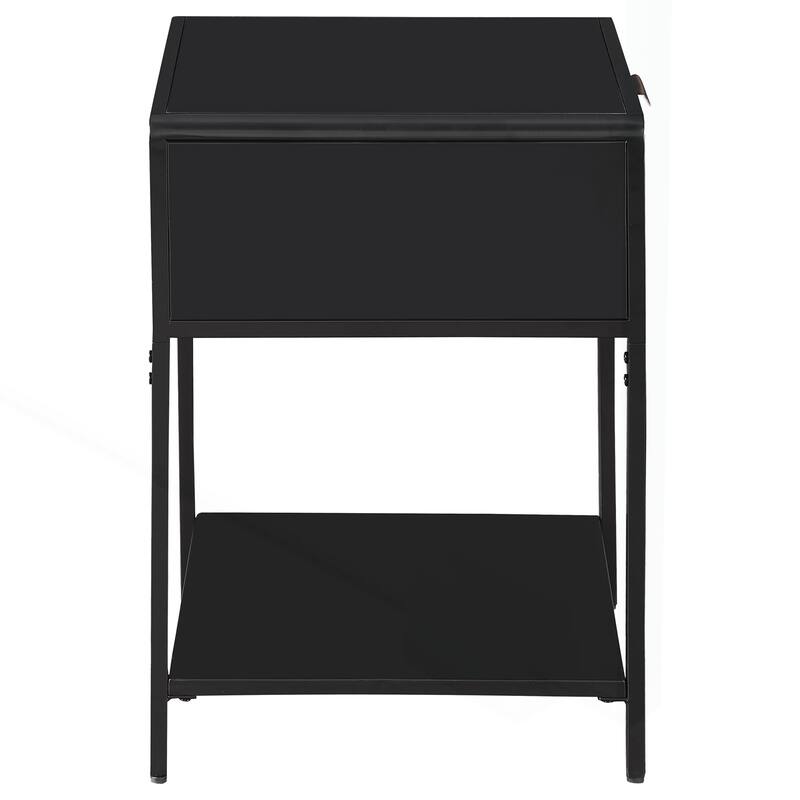 Chic Metal Bedside Table with Cane Drawer for Stylish Spaces