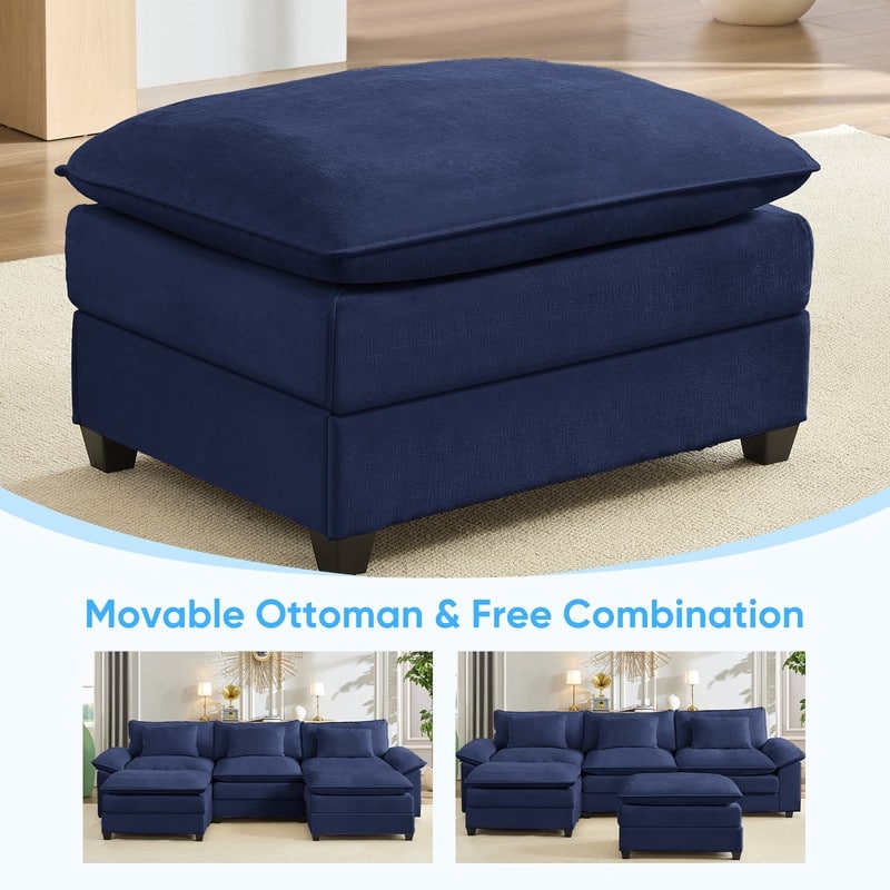 Modern 118'' U-Shaped Modular Sectional Sofa with 2 Ottomans, 5-Seat Cloud Couch, Modern Chenille Sofa Sleeper Deep Seat Couches
