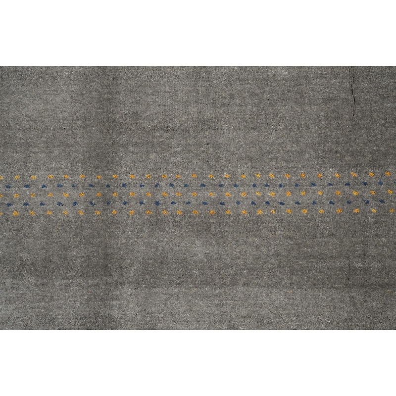 Hand Knotted Oriental 100% Wool Carpet Tribal Animal Pictorial Greys & Charcoal Gabbeh Area Rug - 8' 0'' X 5' 9''