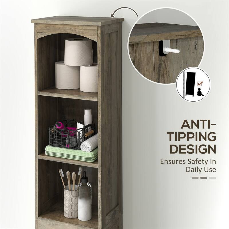 Weathered Grey Oak MDF Tall Bathroom Cabinet with Barn Door and Drawer - 13.4" L x 9.4" W x 66.9" H