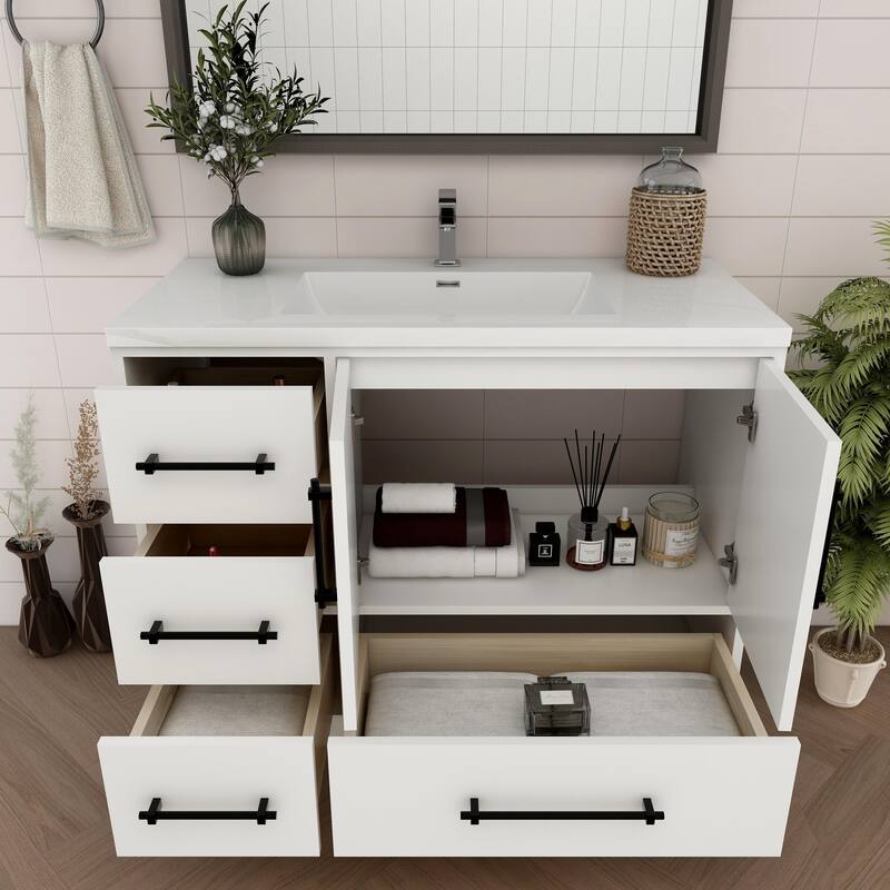 Victoria 42'' Left Drawer Freestanding Vanity with Reinforced Acrylic Sink - 41.5