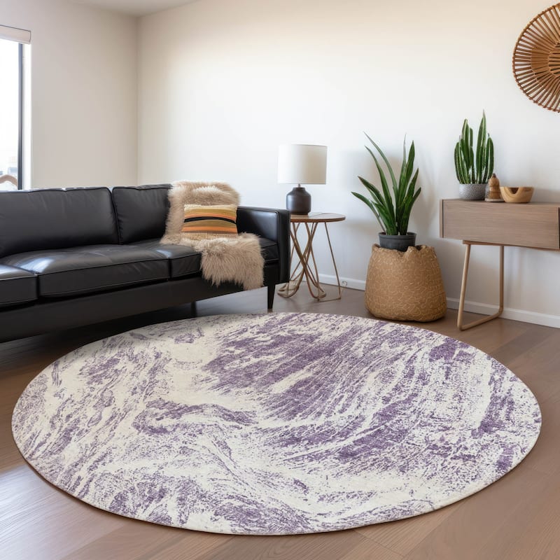 Machine Washable Indoor/ Outdoor Modern Abstract Chantille Rug
